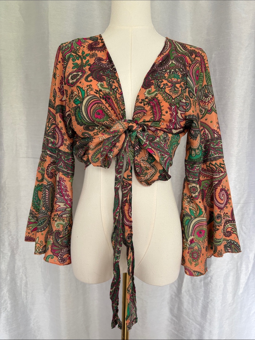 Paisley Wrap Tie Paisley Boho Top